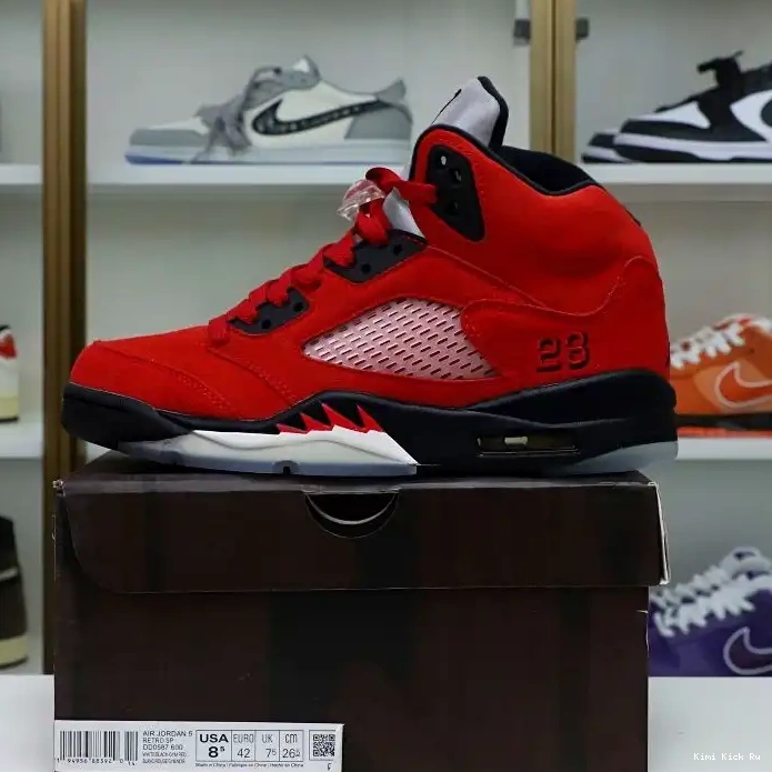 Kimikick RETRO BULL AIR JORDAN 5 SUEDE RED RAGING 0720